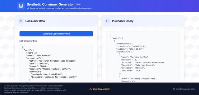 Synthetic Consumers Data Generator preview